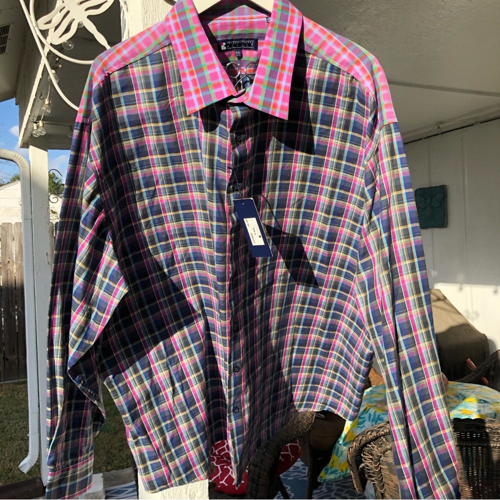 International Report 4XL Button Shirt Check with contrasting fabric